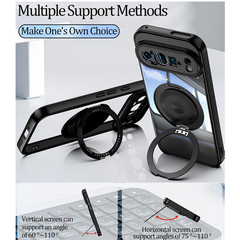 Google Pixel 8 Transparent Magnetic Ring Stand Case