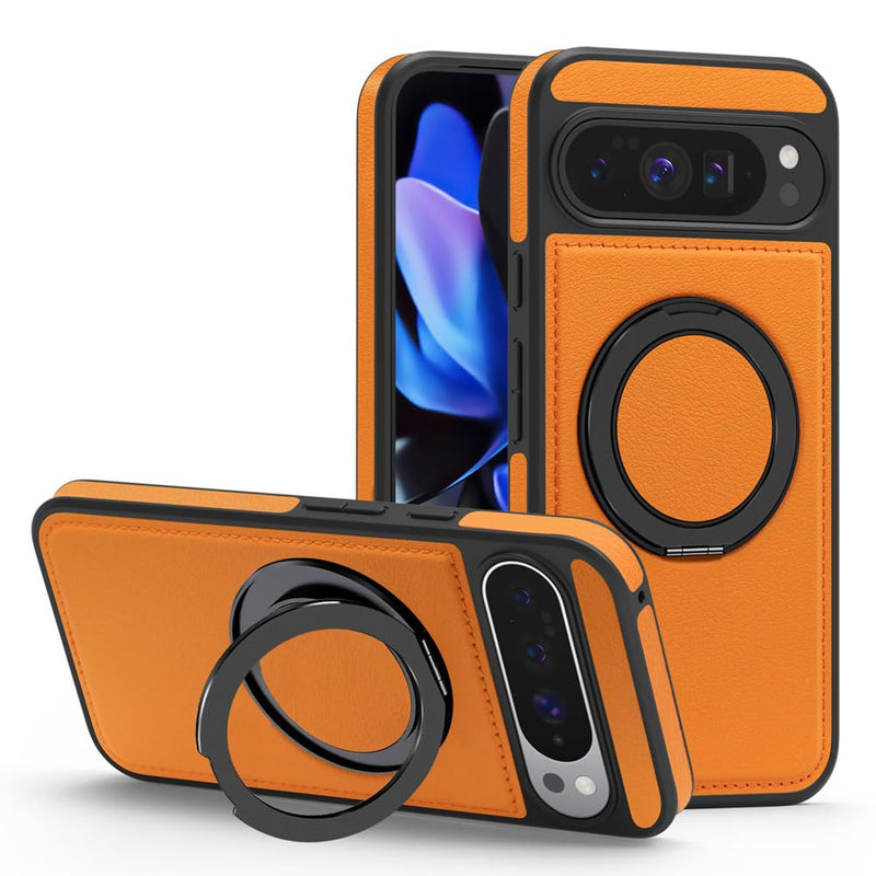 Google Pixel 9 Leather Ring Case with 360° Stand
