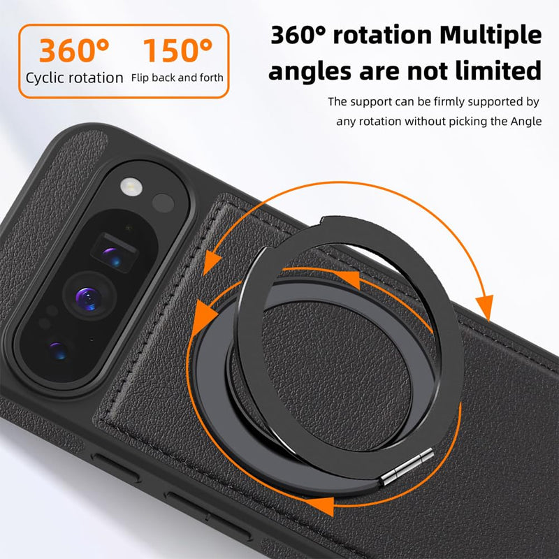 Google Pixel 8a Leather Ring Case with 360° Stand