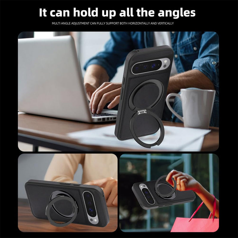Google Pixel 8a Leather Ring Case with 360° Stand