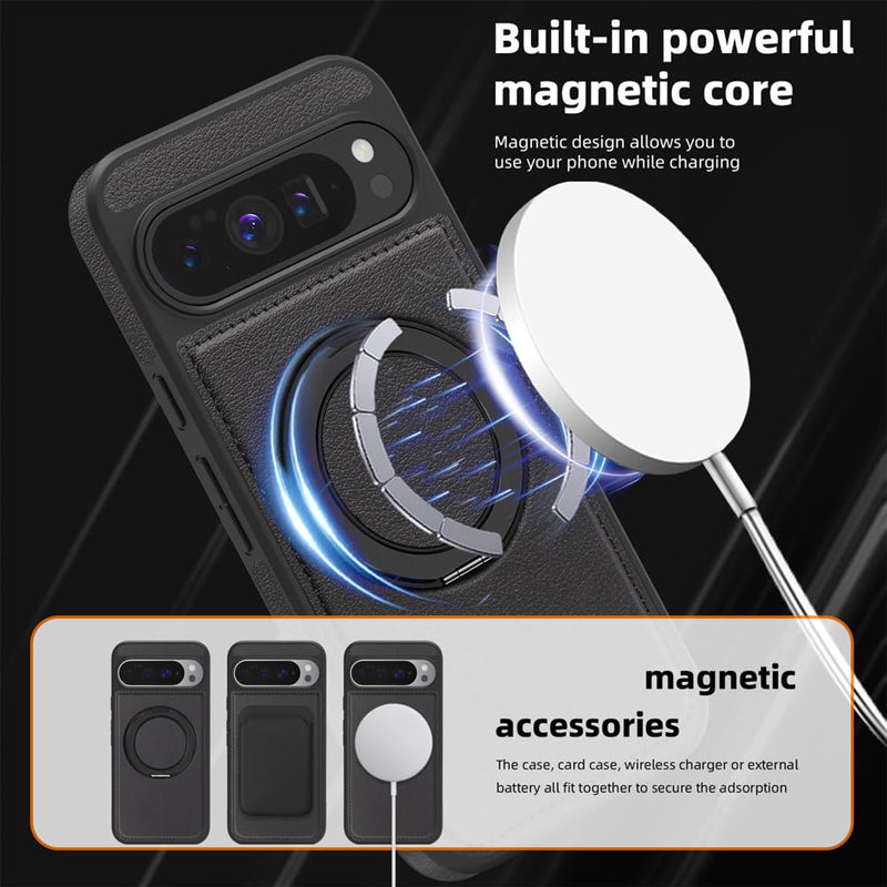 Google Pixel 8a Leather Ring Case with 360° Stand