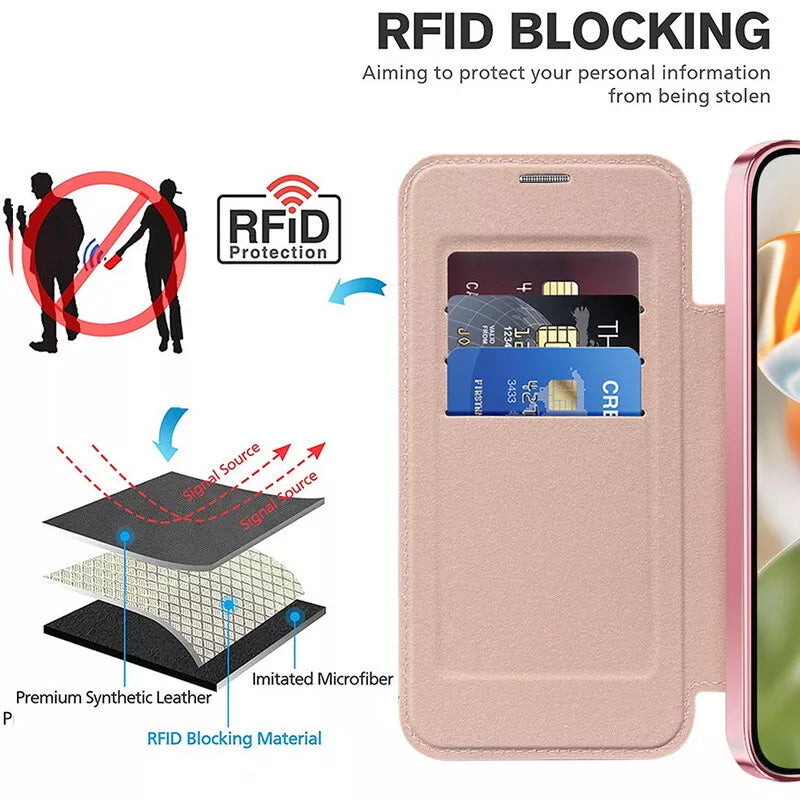 Google Pixel 8a Elegant Leather Wallet Case with MagSafe
