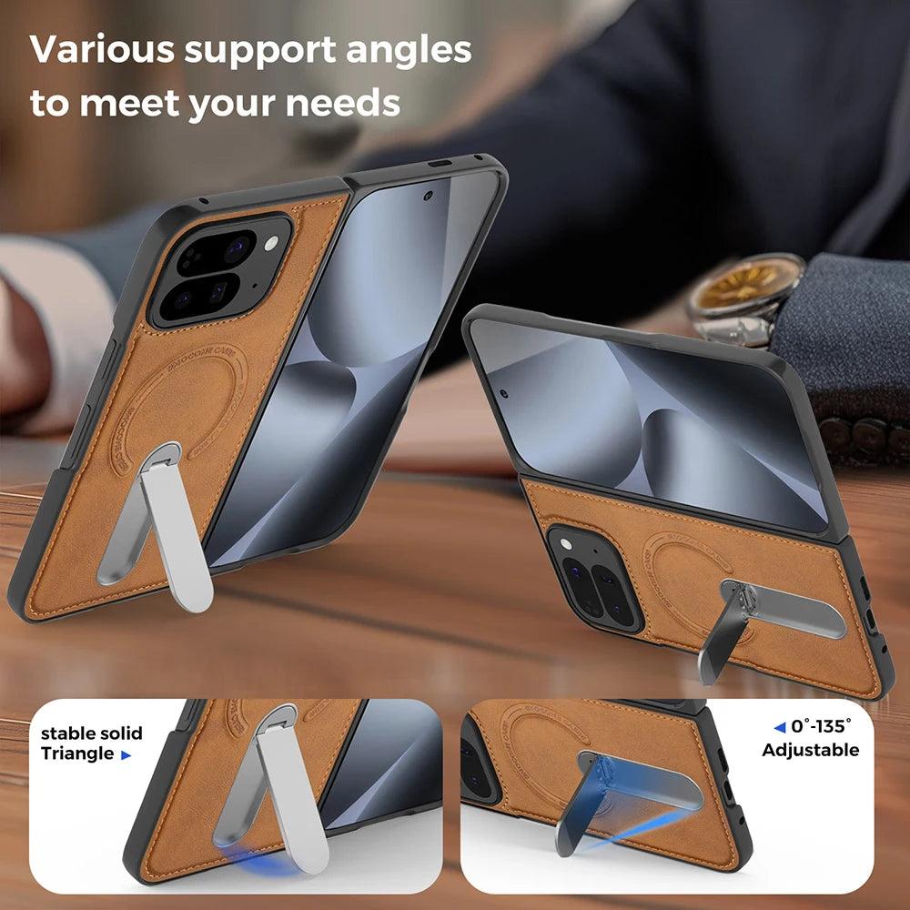 Magnetic Leather Stand Case