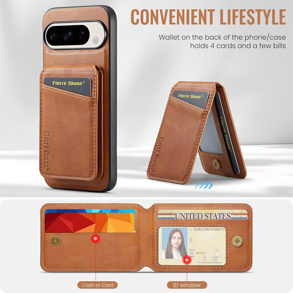 Google Pixel 10 Pro Magnetic Wallet Case with Stand & Card Slots