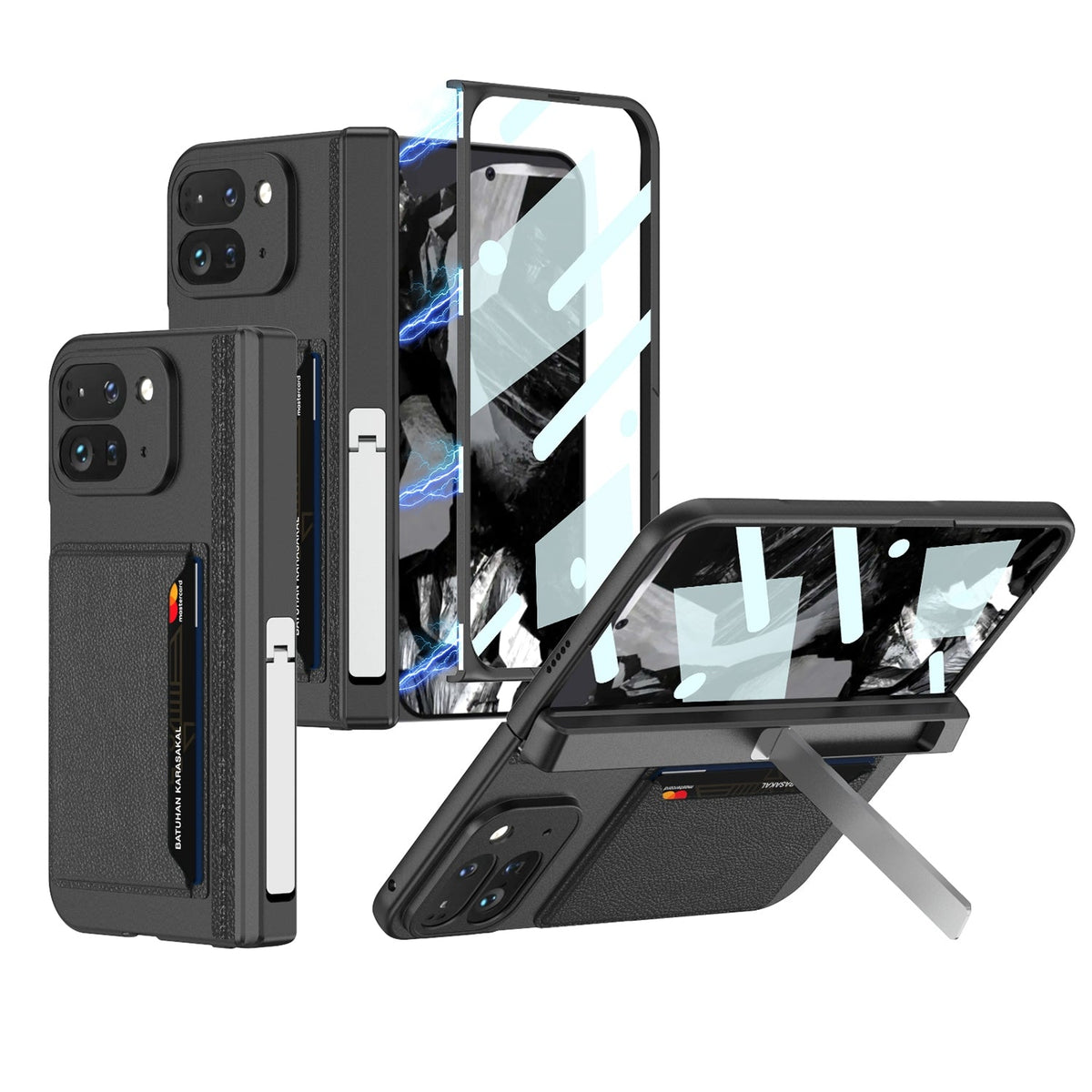 Google Pixel 9 Pro Fold Integrated Fold Hinge Card Slot Phone Case with Holder
