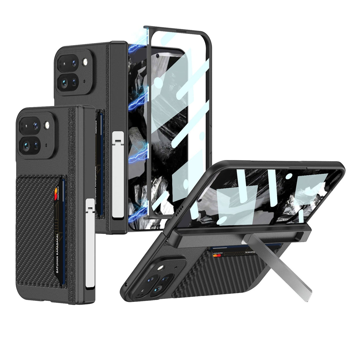 Google Pixel 9 Pro Fold Integrated Fold Hinge Card Slot Phone Case with Holder