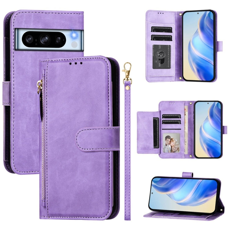 Google Pixel 8 Pro Multi-Card Slots Zipper Wallet Leather Case