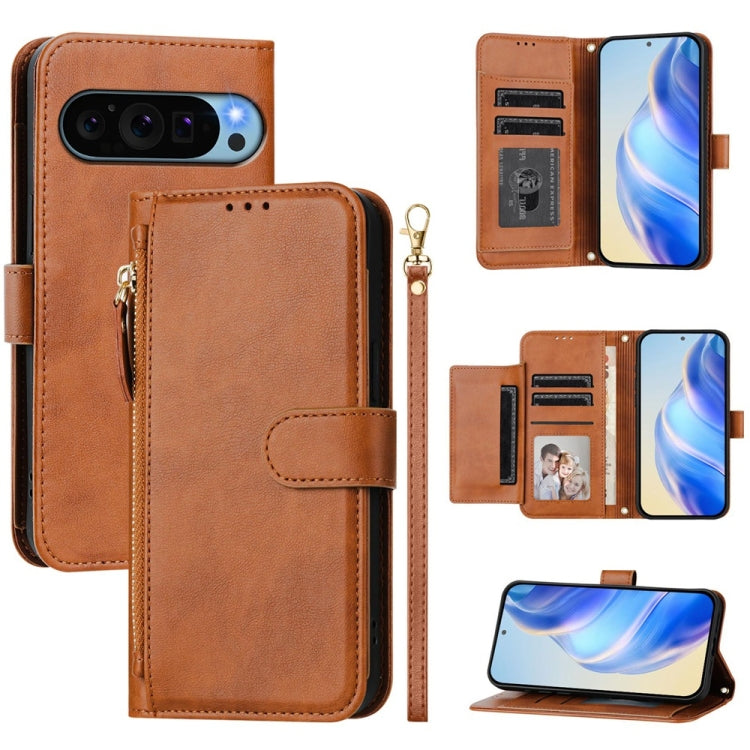 Google Pixel 10 Multi-Card Slots Zipper Wallet Leather Case