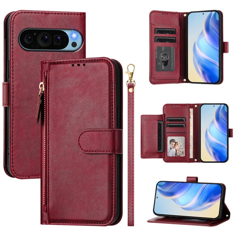Google Pixel 9 Multi-Card Slots Zipper Wallet Leather Case