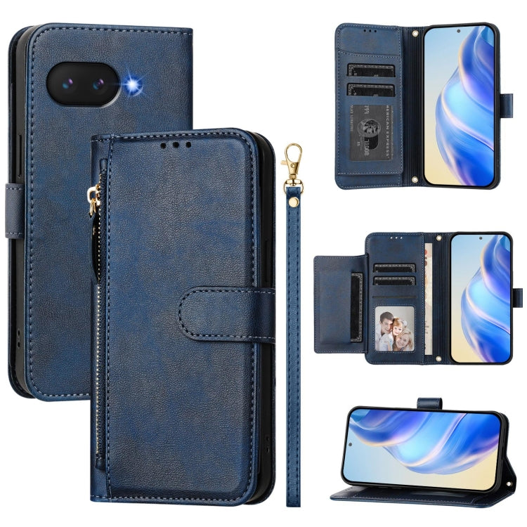 Google Pixel 9a Multi-Card Slots Zipper Wallet Leather Case