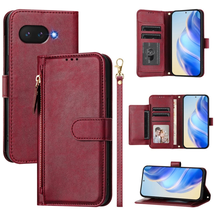 Google Pixel 9a Multi-Card Slots Zipper Wallet Leather Case