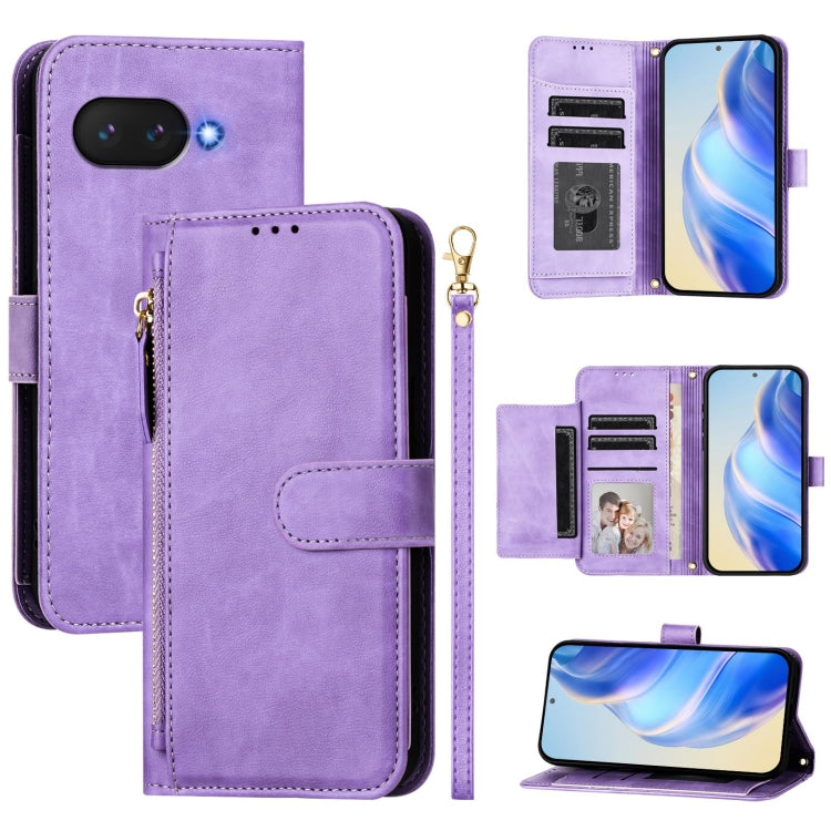 Google Pixel 9a Multi-Card Slots Zipper Wallet Leather Case