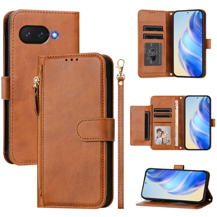Google Pixel 9a Multi-Card Slots Zipper Wallet Leather Case