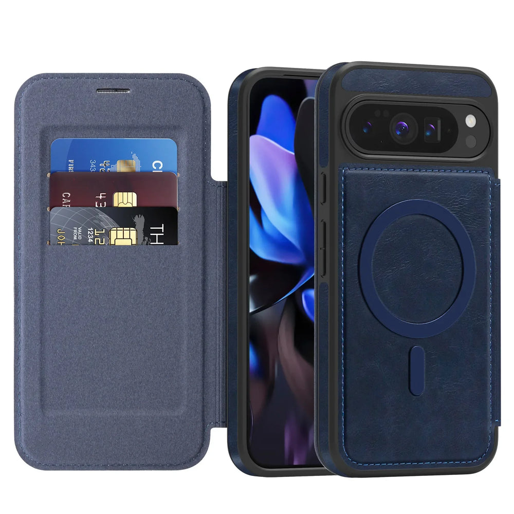 Google Pixel 10 Pro Magnetic Flip Wallet Case with Card Slots