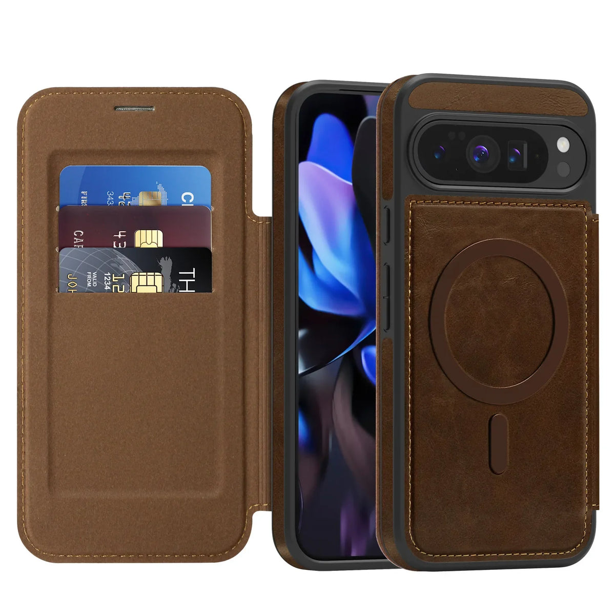 Google Pixel 10 Pro Magnetic Flip Wallet Case with Card Slots