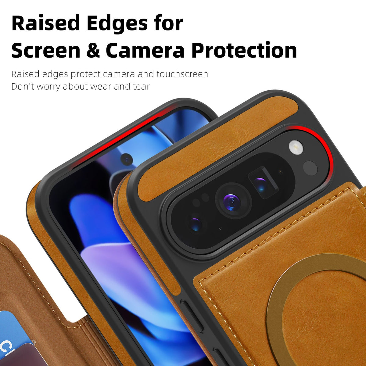 Google Pixel 10 Pro Magnetic Flip Wallet Case with Card Slots