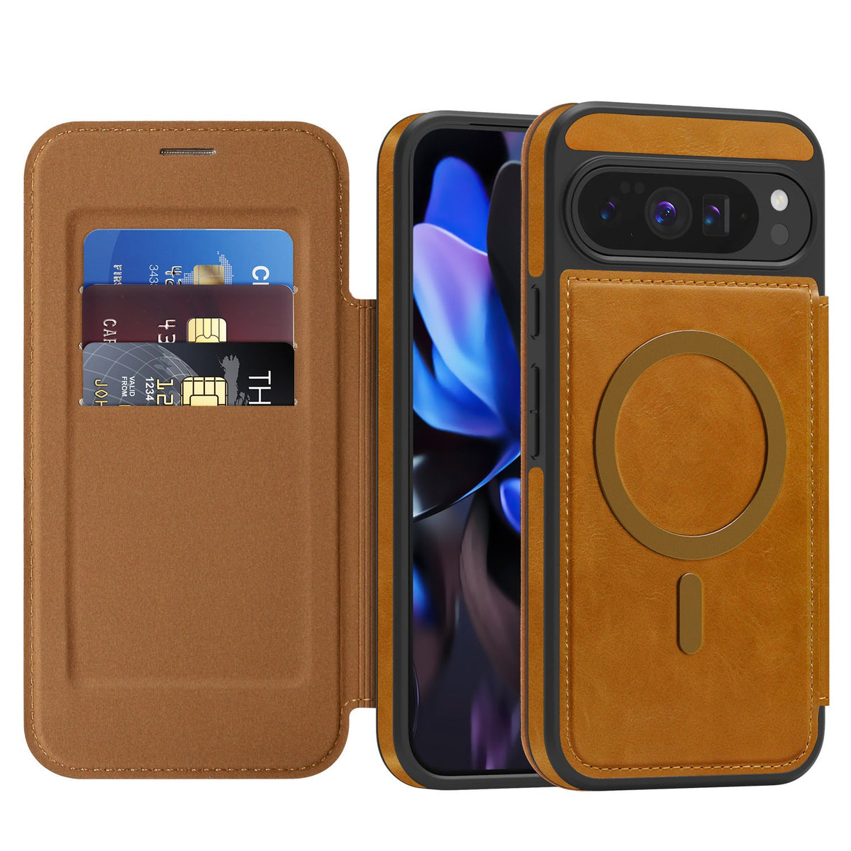 Google Pixel 10 Pro Magnetic Flip Wallet Case with Card Slots