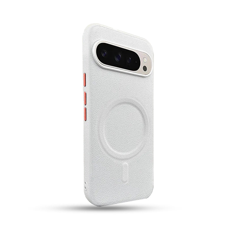 Google Pixel 10 Pro Magnetic Plain Leather Protective Shell Case