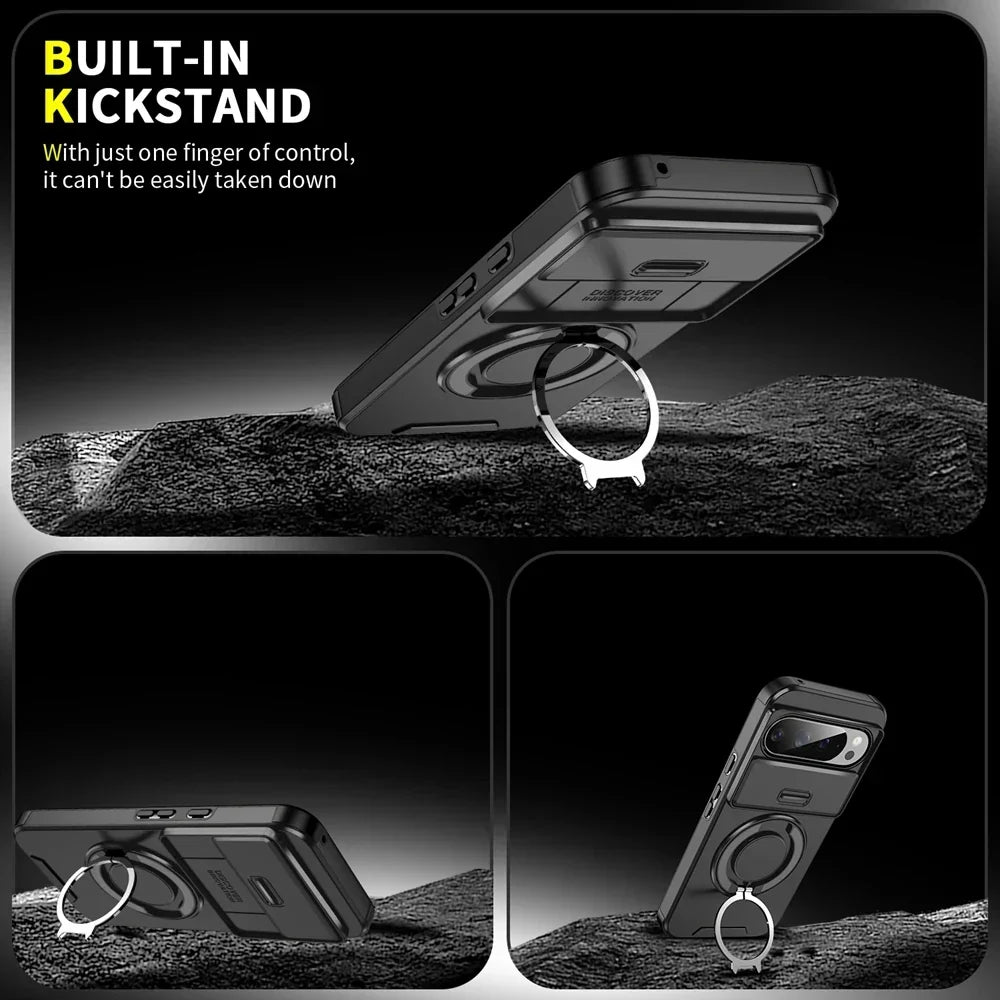 Google Pixel 11 Magnetic Ring Armor Case with Kickstand