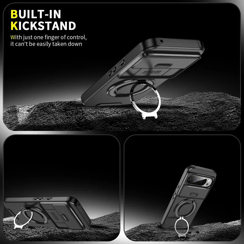 Google Pixel 9 Pro XL Magnetic Ring Armor Case with Kickstand