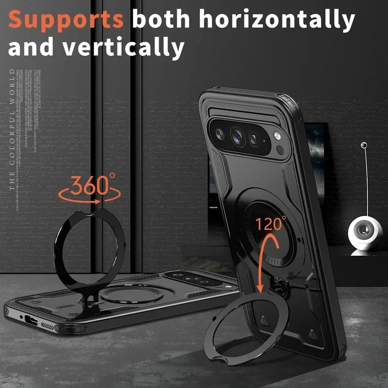 Google Pixel 10 Armor Case with 360° Ring Stand & Magnetic