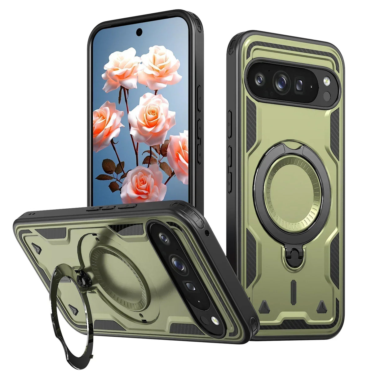 Google Pixel 9 Armor Case with 360° Ring Stand & Magnetic