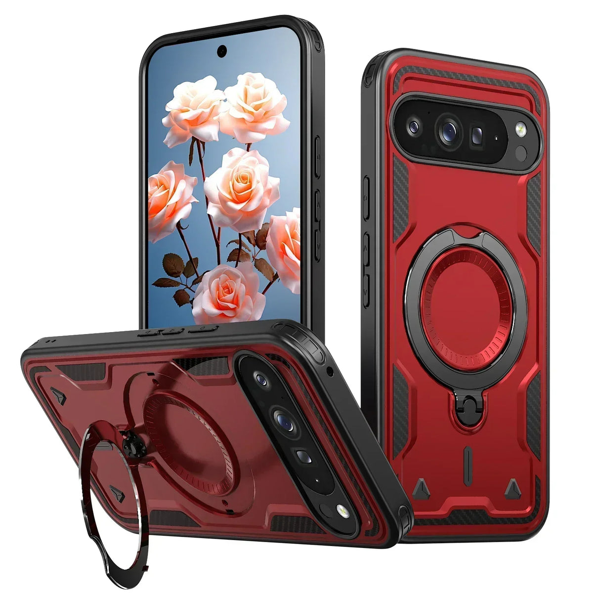Google Pixel 9 Armor Case with 360° Ring Stand & Magnetic
