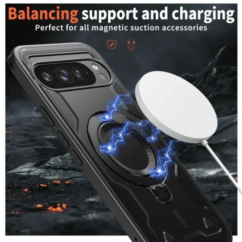 Google Pixel 10 Armor Case with 360° Ring Stand & Magnetic