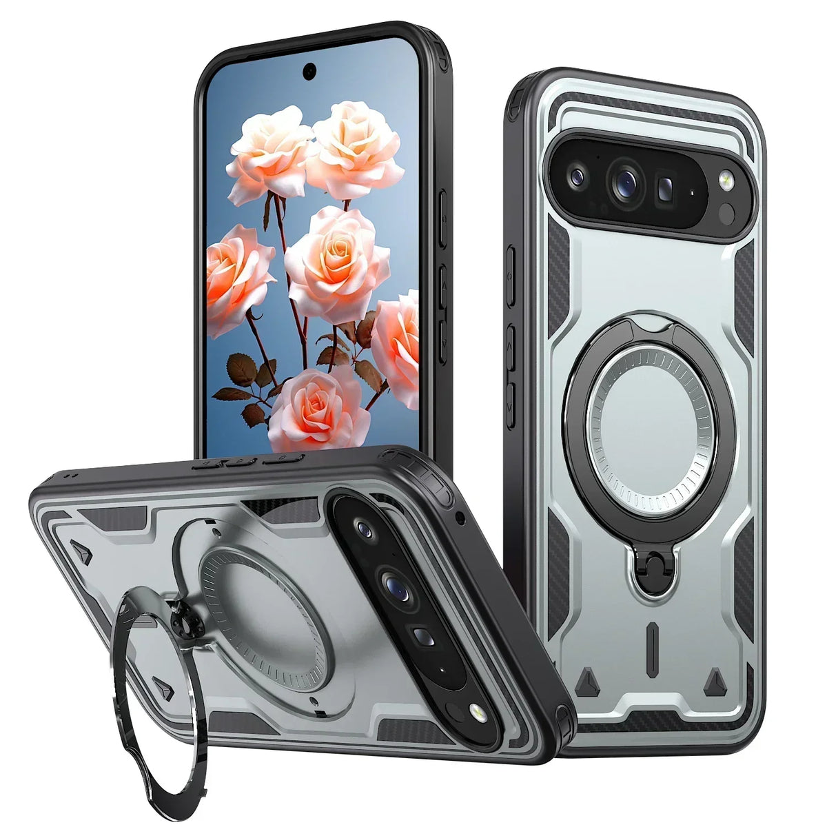 Google Pixel 8 Armor Case with 360° Ring Stand & Magnetic