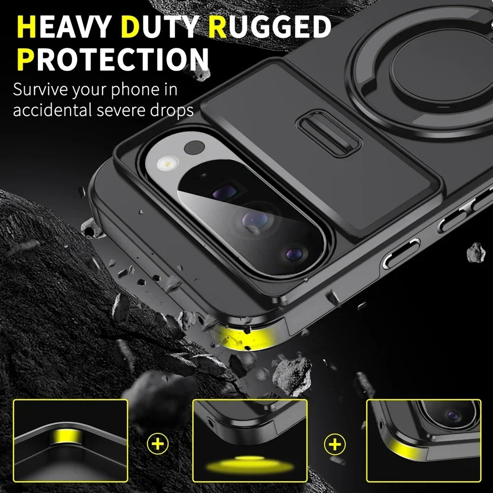 Google Pixel 11 Pro Magnetic Ring Armor Case with Kickstand