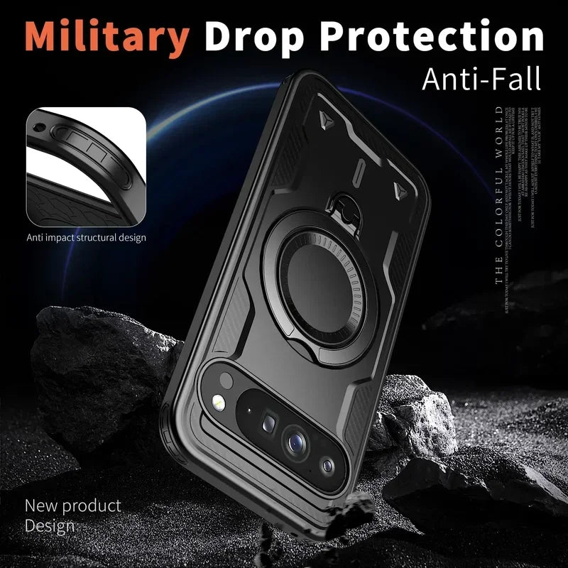 Google Pixel 11 Pro Armor Case with 360° Ring Stand & Magnetic