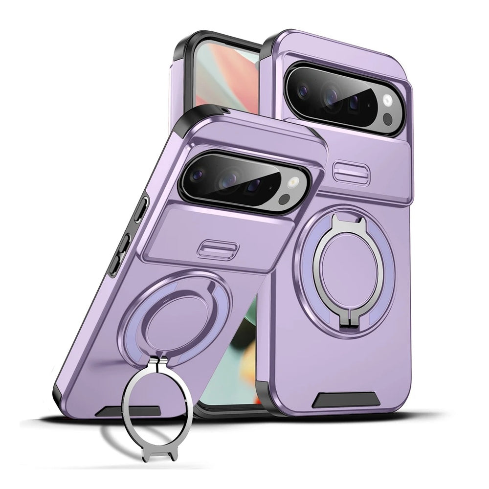 Google Pixel 10 Pro Magnetic Ring Armor Case with Kickstand