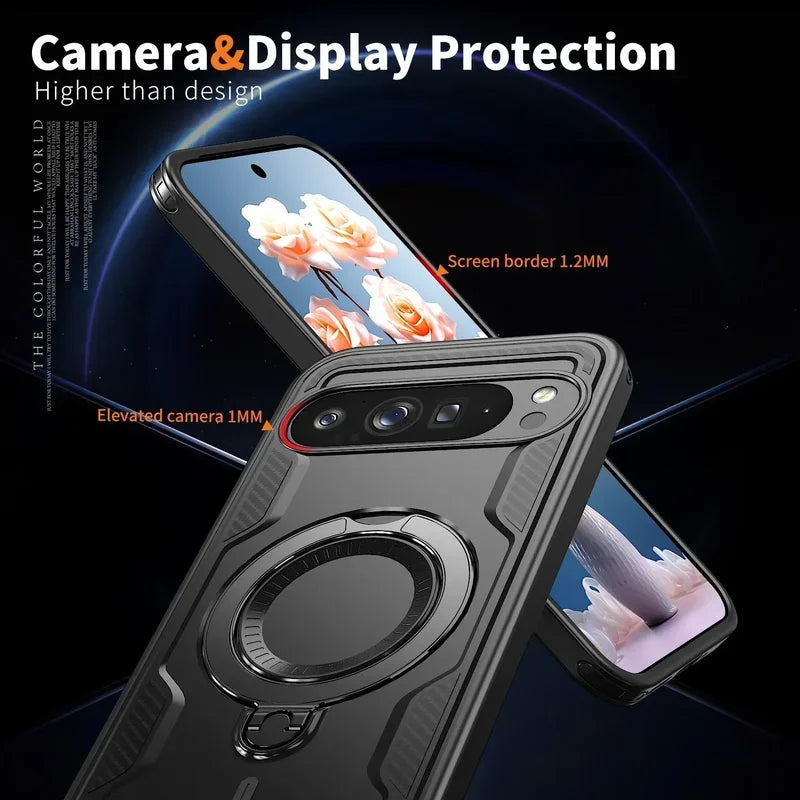 Google Pixel 10 Pro XL Armor Case with 360° Ring Stand & Magnetic