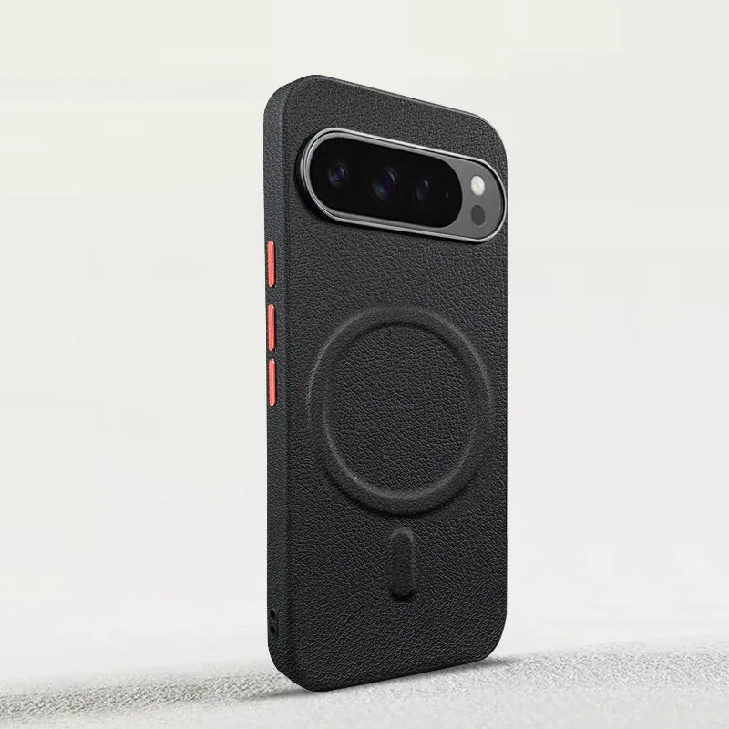 Google Pixel 10 Magnetic Plain Leather Protective Shell Case