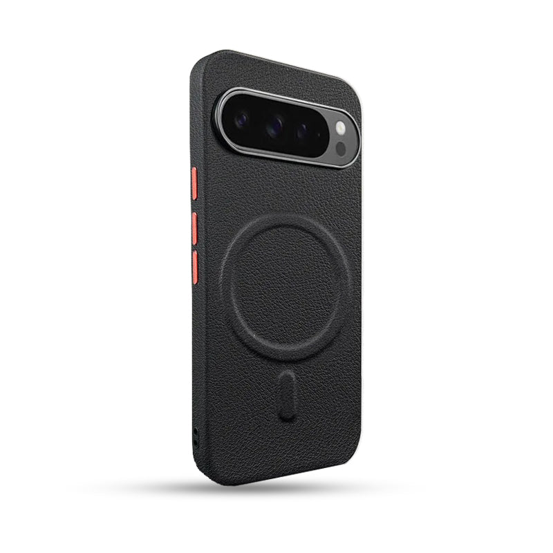 Google Pixel 9 Magnetic Plain Leather Protective Shell Case