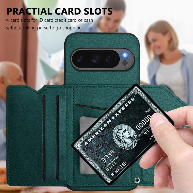 Google Pixel 8a Multi-Card Wallet Stand Wrist Strap Case