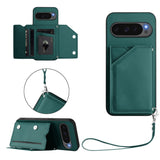 Google Pixel 10 Multi-Card Wallet Stand Wrist Strap Case