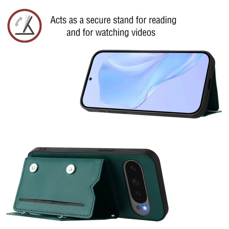 Google Pixel 10 Pro XL Multi-Card Wallet Stand Wrist Strap Case