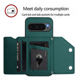 Google Pixel 10 Pro Multi-Card Wallet Stand Wrist Strap Case