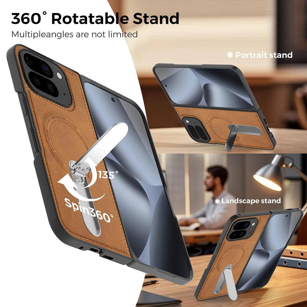 Magnetic Leather Stand Case