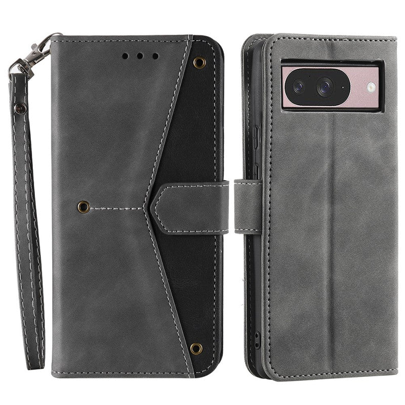 Google Pixel 8 Unique Stitching Design Wallet Wrist Strap