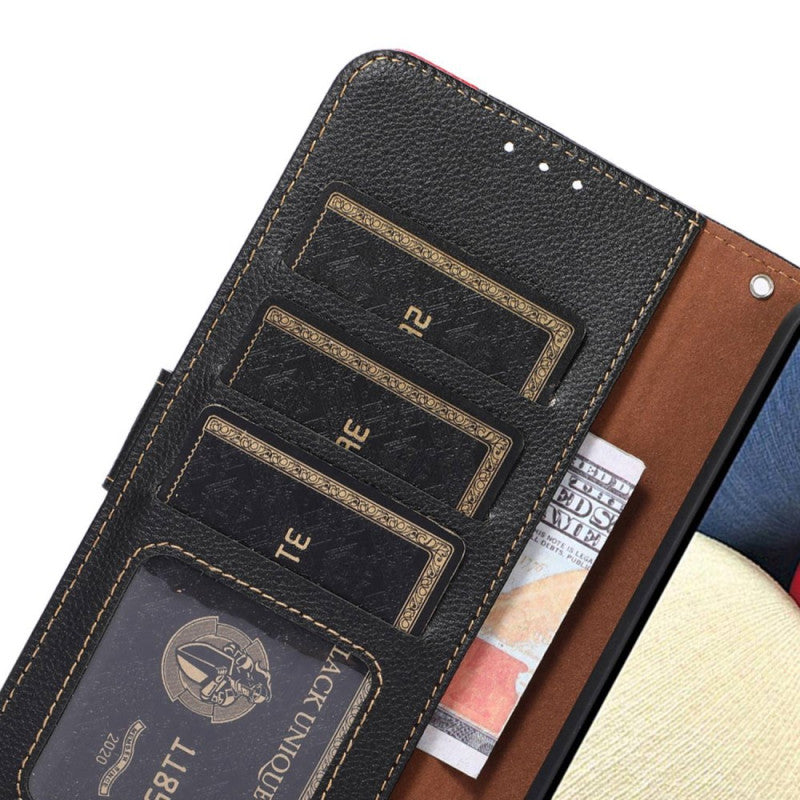 RFID Lychee Texture Wallet Strap Case