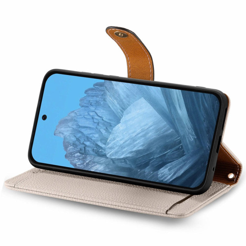 Google Pixel 8a RFID Heart Print Zipper Wallet Wrist Strap