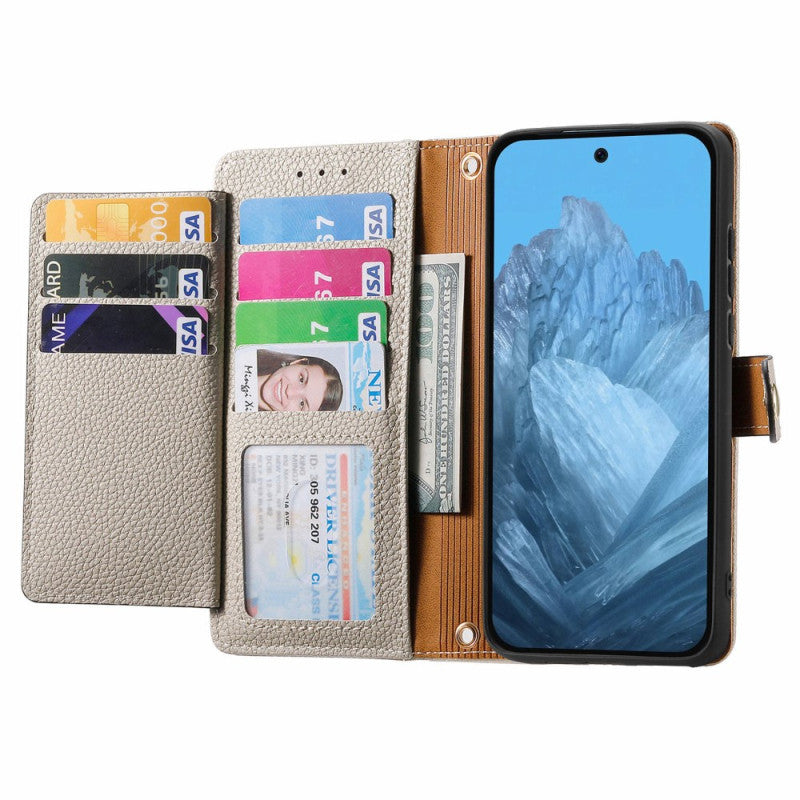 Google Pixel 9 Pro RFID Heart Print Zipper Wallet Wrist Strap