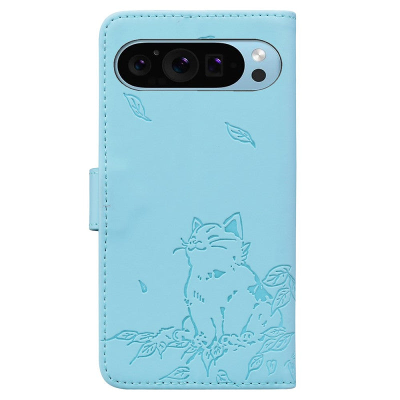 Google Pixel 8a Cute Cat Print Wallet Wrist Strap Case