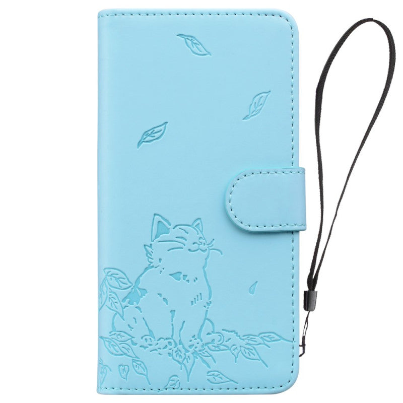 Cute Cat Print Wallet Wrist Strap Case