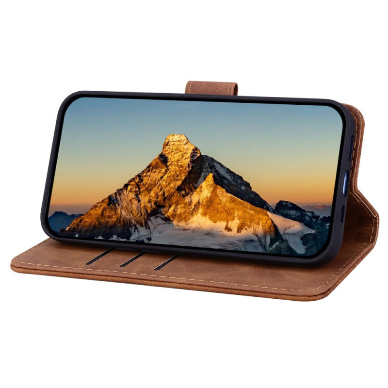 Elegant Flower Print Calfskin Wallet Case