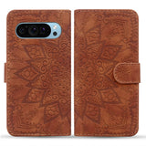 Google Pixel 8 Pro Elegant Flower Print Calfskin Wallet Case