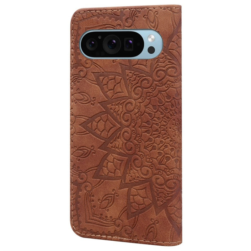 Elegant Flower Print Calfskin Wallet Case