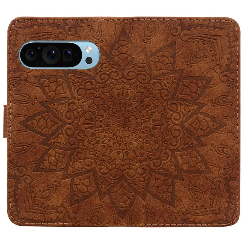 Elegant Flower Print Calfskin Wallet Case